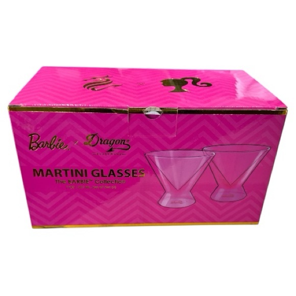Set of 4 Barbie x Dragon Glassware Stemless Martini Glasses 7 oz - Picture 6 of 7
